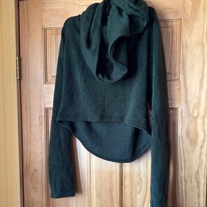 Elegant Forest Green Cowl Neck Sweater
